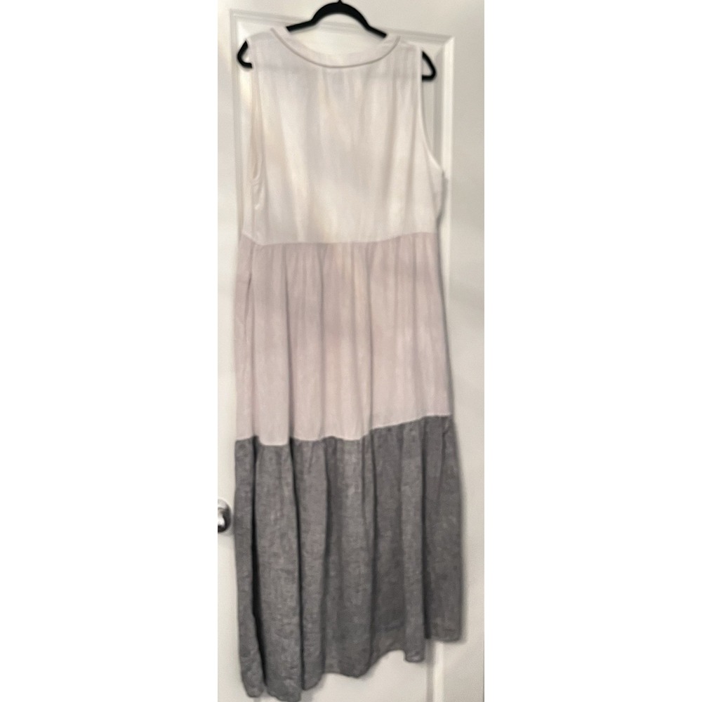 JOIE Tiered Maxi Dress XL Linen Blend Sleeveless Colorblock‎ Beachy Ivory - Picture 4 of 5